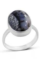 Dendritic Opal, Oval, Sterling Silver Ring (Size 6) - AGR-20229-84