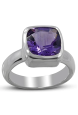 Amethyst, Square, Sterling Silver Ring (Size 8) - AGR-21473