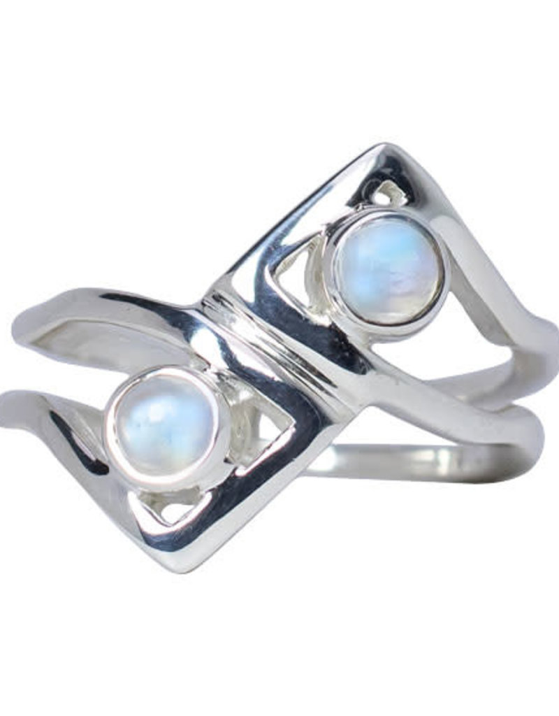 Ring - Moonstone Two Moons Sterling Silver – (Size 8) - R-121