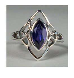 Ring - Iolite Celtic Triskelion Sterling Silver – (Size 8) - R-418