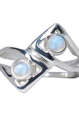 Ring - Moonstone Two Moons Sterling Silver – (Size 6) - R-121