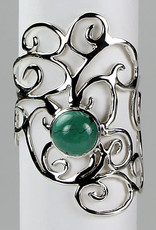 Ring - Turquoise Spiral Swirls Sterling Silver – (Size 7) - R-233