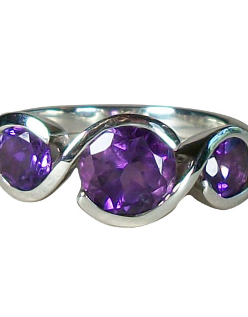 Ring - Amethyst Twister Sterling Silver (Size 6) - R-168