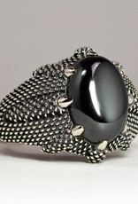 Ring - Hematite Dragon Claw Unisex Sterling Silver (Size 8) - R-422