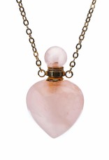 Aromatherapy Necklace - Rose Quartz Heart Sterling Silver - AN-RQHN21