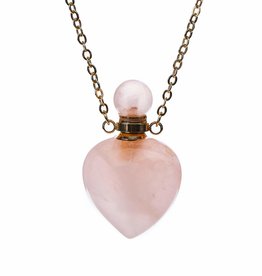 Aromatherapy Necklace - Rose Quartz Heart Sterling Silver - AN-RQHN21