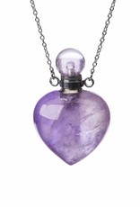 Aromatherapy Necklace - Amethyst Quartz Heart Sterling Silver - AN-AMHN21