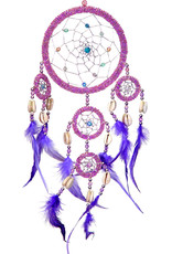 Beaded Purple Feathers and Iridescent Pink Dream Catcher