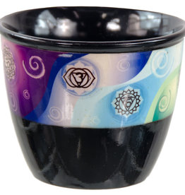 Ceramic Smudge Pot - Chakras Black - 44003