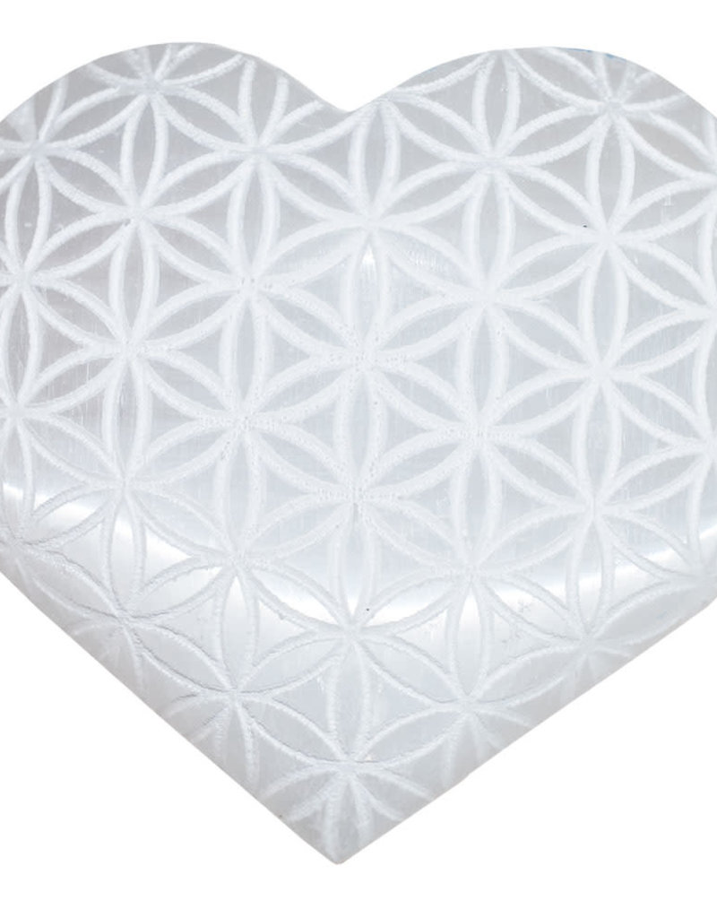 Selenite Heart - Flower of Life - 62433 - Disc