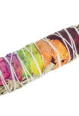 White Sage & Rose Petals Smudge- 7 Chakras 4 inch