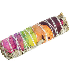 White Sage & Rose Petals Smudge- 7 Chakras 4 inch