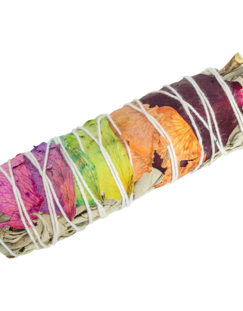 White Sage & Rose Petals Smudge- 7 Chakras 4 inch