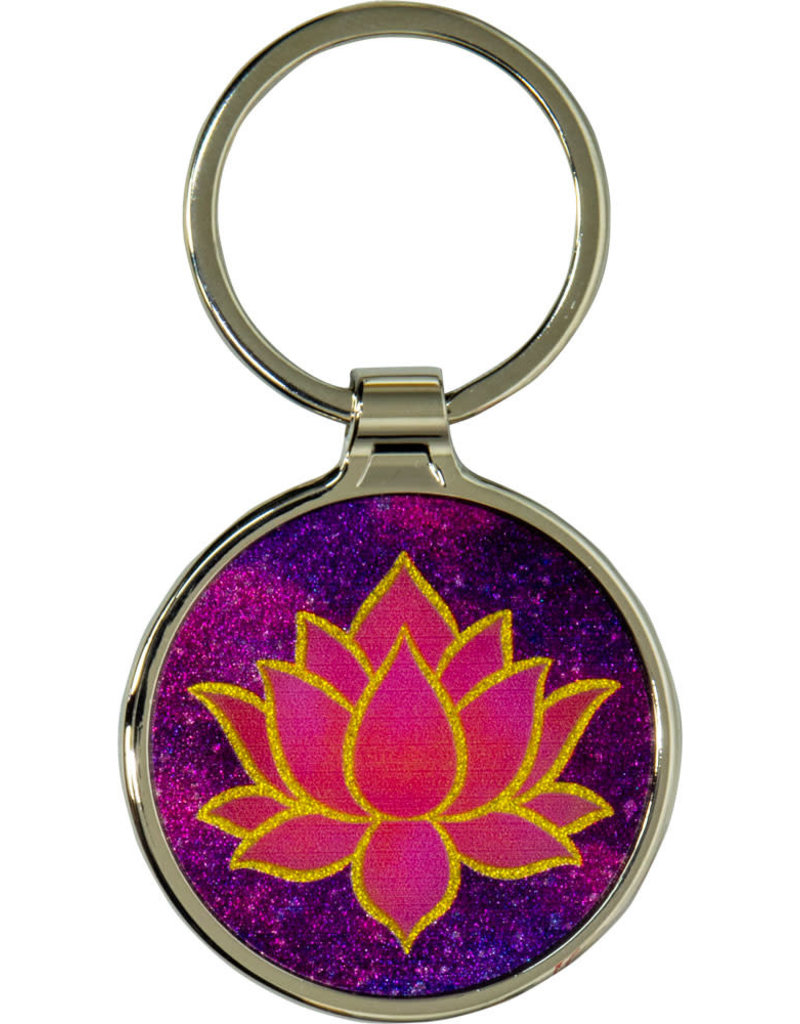 Metal Key Ring - Lotus - Pink - 58632