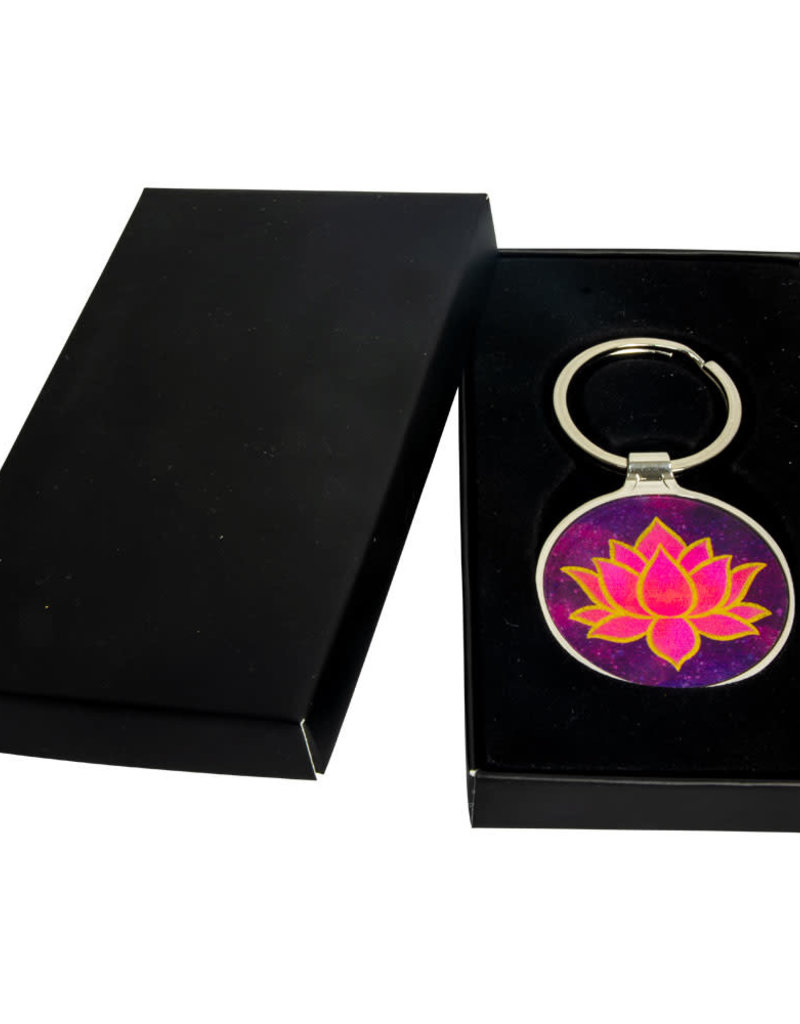 Metal Key Ring - Lotus - Pink - 58632