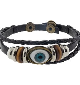 Leather Braided Protection Bracelet - Black