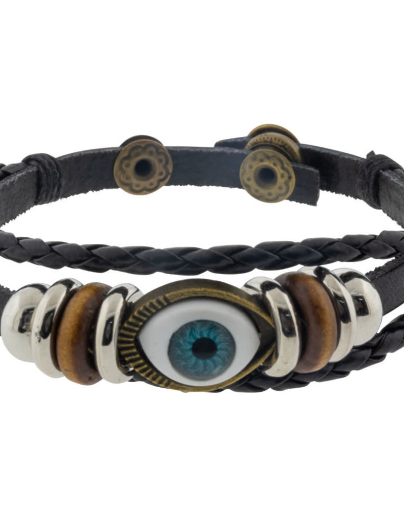Leather Braided Protection Bracelet - Black