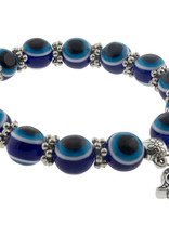 Evil Eye Protection Bracelet - Blue with Hanging Fatima