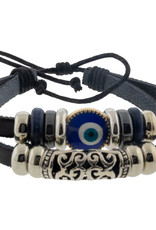 Evil Eye Protection Bracelet - Black with Filigree