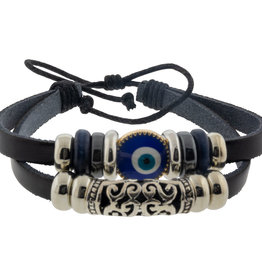 Bracelet - Protection - Evil Eye - Black w/ Filigree - 98810
