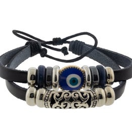Evil Eye Protection Bracelet - Black with Filigree
