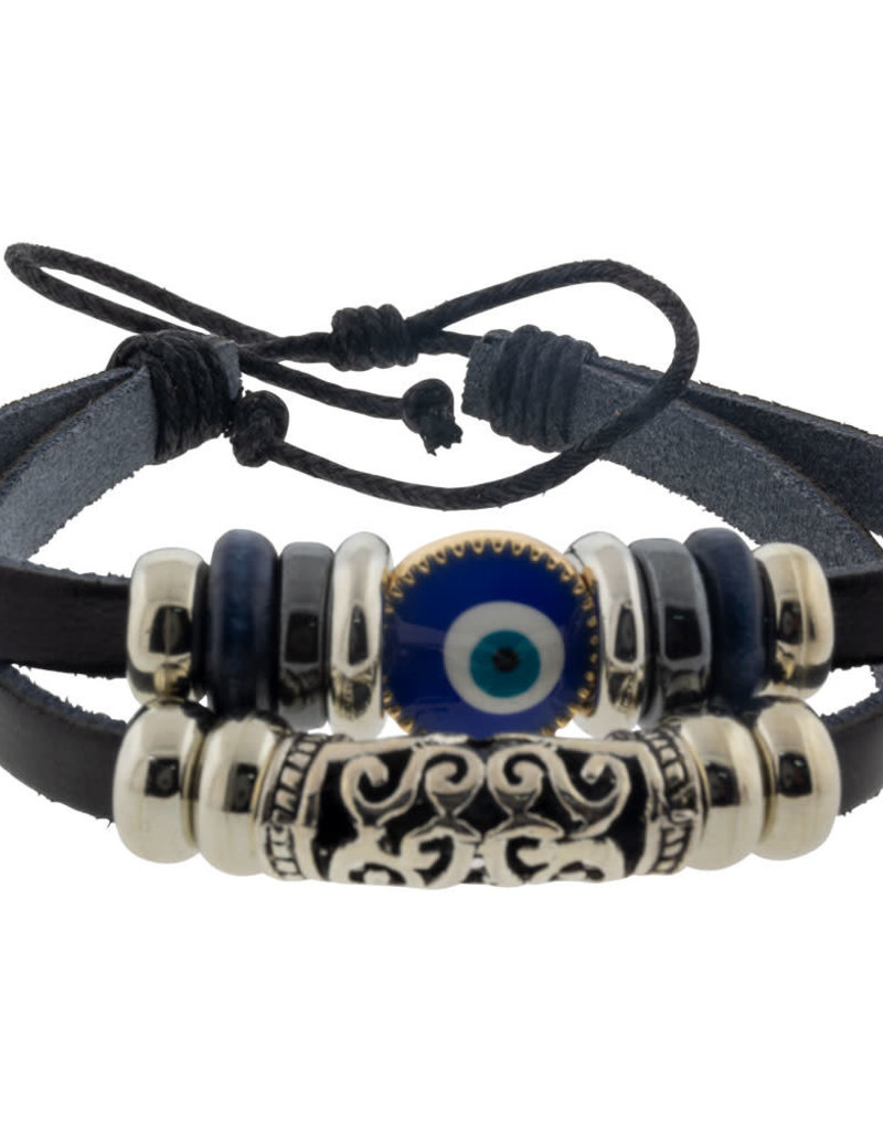 Bracelet - Protection - Evil Eye - Black w/ Filigree - 98810