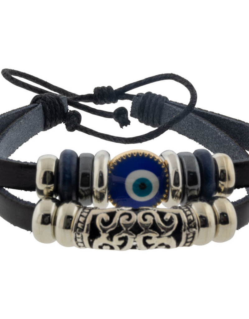 Evil Eye Protection Bracelet - Black with Filigree
