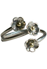 Ring - Florets Adjustable Sterling Silver and Brass (Size 6)- R-76