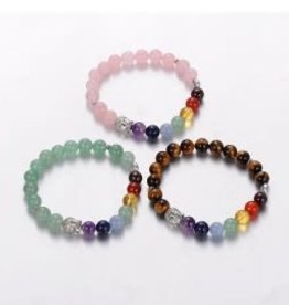 Rose Quartz with Rhinestone Chakra Bracelet