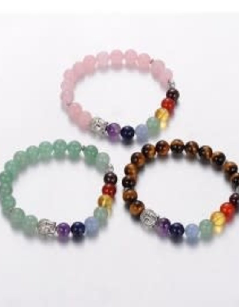 Bracelet - Rose Quartz with Rhinestone Chakra - BR91