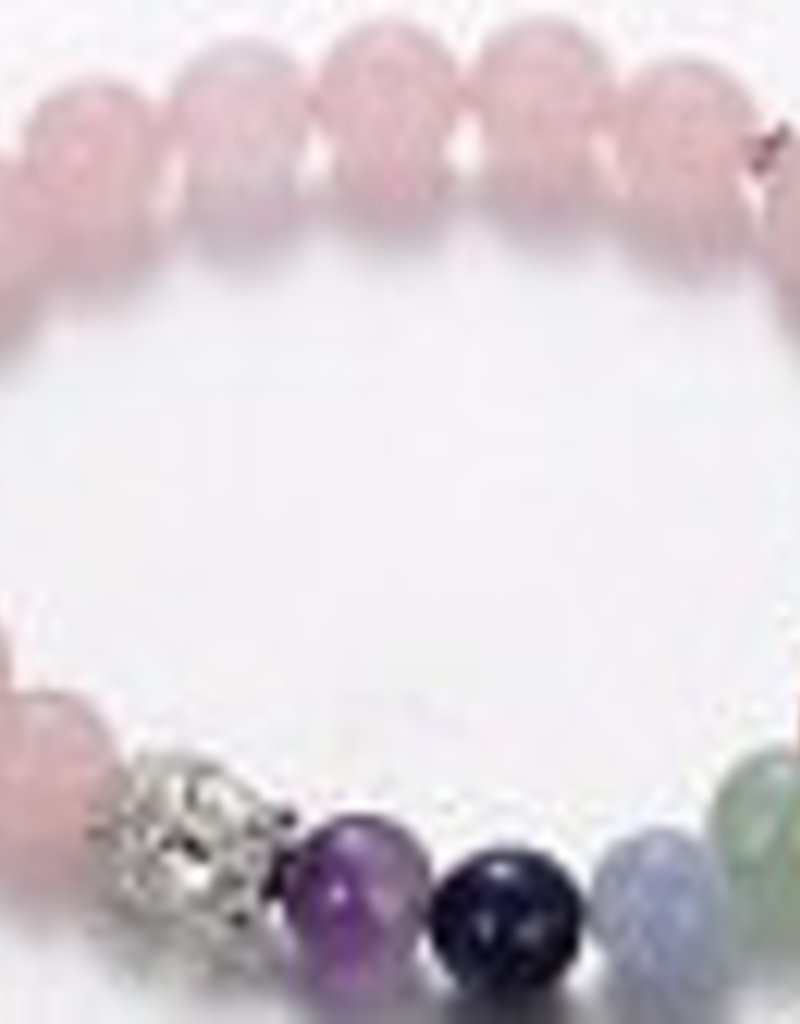Bracelet - Rose Quartz with Rhinestone Chakra - BR91
