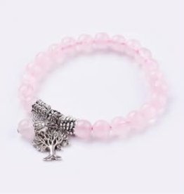 Bracelet - Rose Quartz with Tree - BR63
