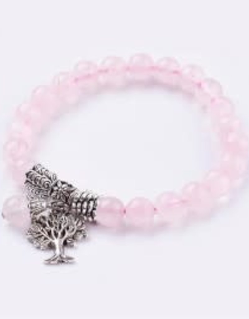 Bracelet - Rose Quartz with Tree - BR63