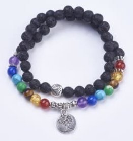 Chakra Lava Yoga Mala Bracelet
