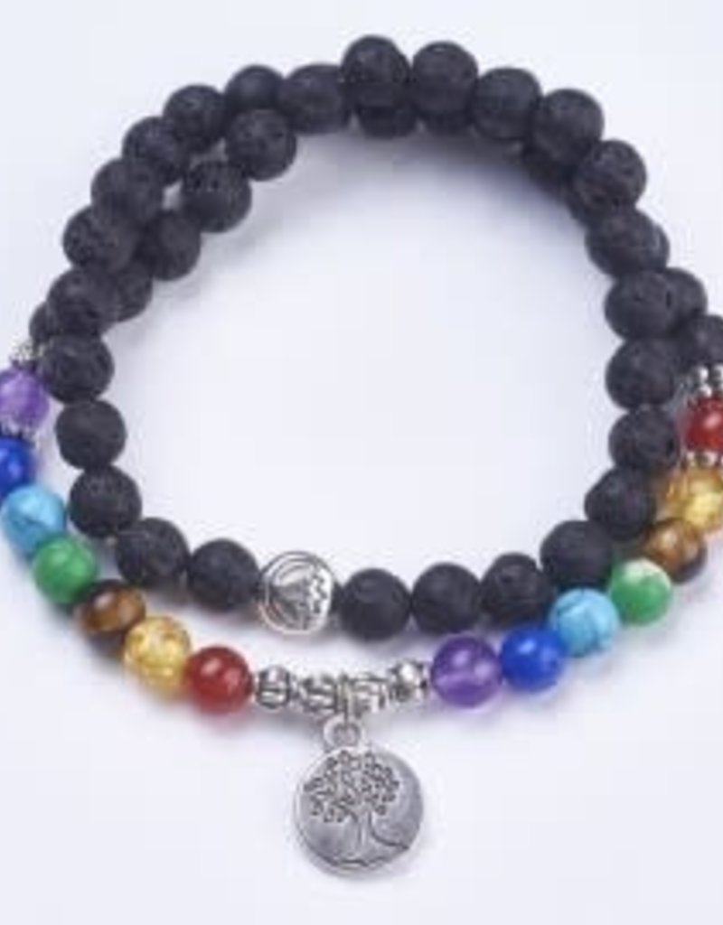 Chakra Lava Yoga Mala Bracelet
