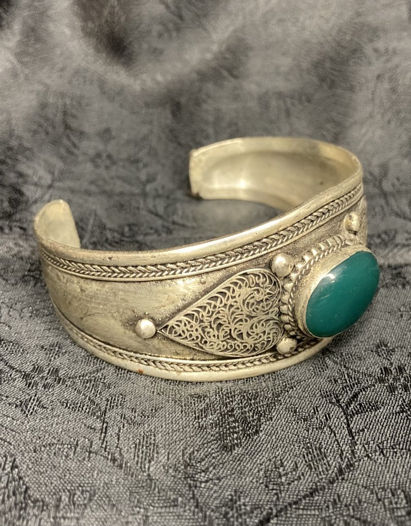 Malachite Filigree Cuff Bracelet