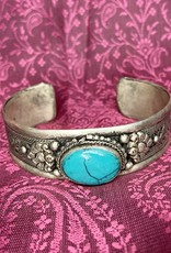 Turquoise Stone Cuff Bracelet - 3/4 inch