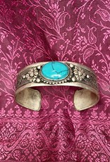Turquoise Stone Cuff Bracelet - 3/4 inch