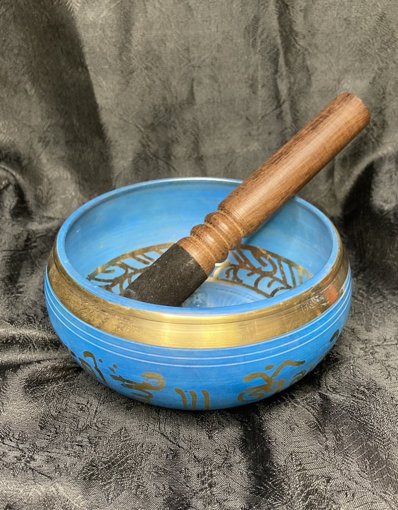 Singing Bowl - Hand Painted Blue - 4.5 x 2 inches - 67539