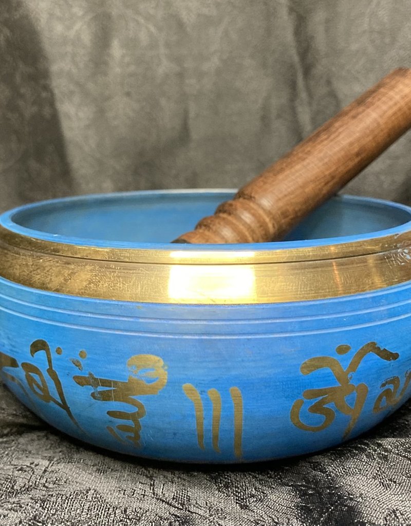 Singing Bowl - Hand Painted Blue - 4.5 x 2 inches - 67539