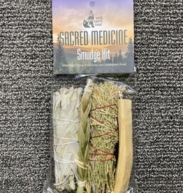 Kit - Sacred Medicine Smudge Kit - White Sage, Cedar and Palo Santo - CK120
