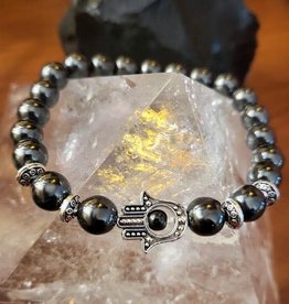 Bracelet - Hematite with Hamsa