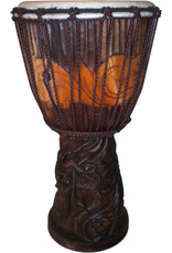 Drum- Djembe Adjustable Carved Dragon Dark Brown Finish
