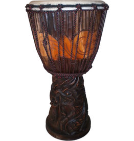 Drum- Djembe Adjustable Carved Dragon Dark Brown Finish