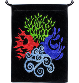 Pouch - Velvet Unlined Embroidered 4 Elements- 7 x 5