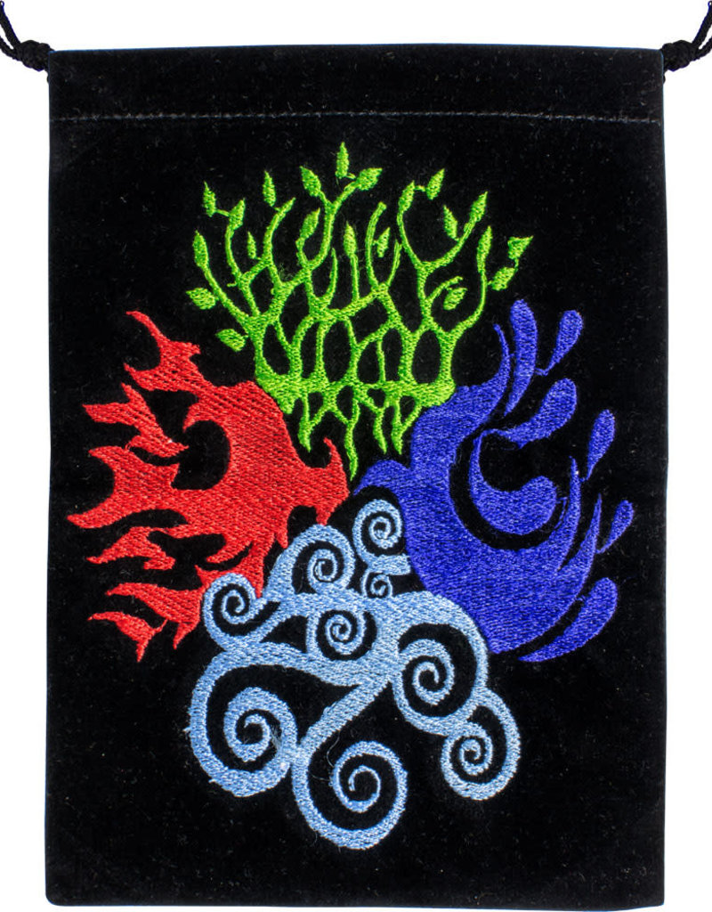 Pouch - Velvet Unlined Embroidered 4 Elements- 7 x 5