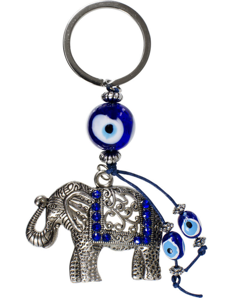 Evil Eye Blue Talisman Key Ring - Elephant