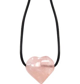 Necklace- Rose Quartz Puffed Heart