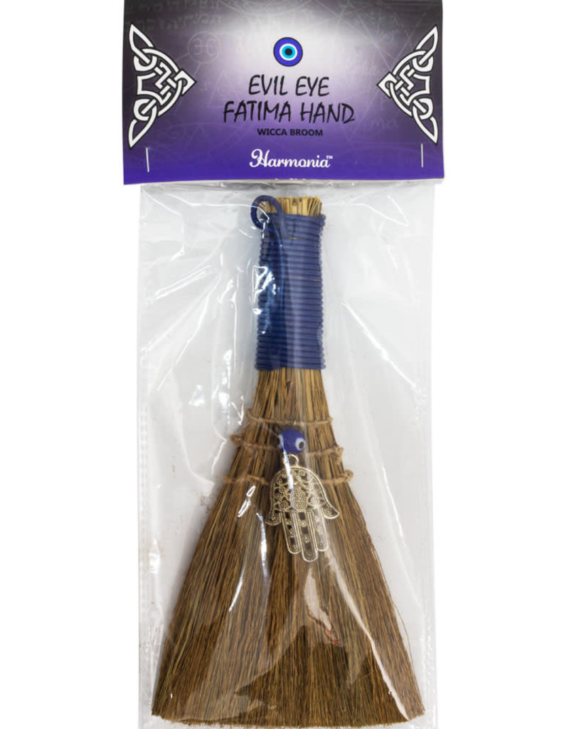 Wicca Broom - Evil Eye with Fatima Hand