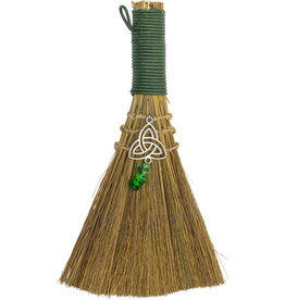 Wicca Broom - Triquetra with Green Aventurine